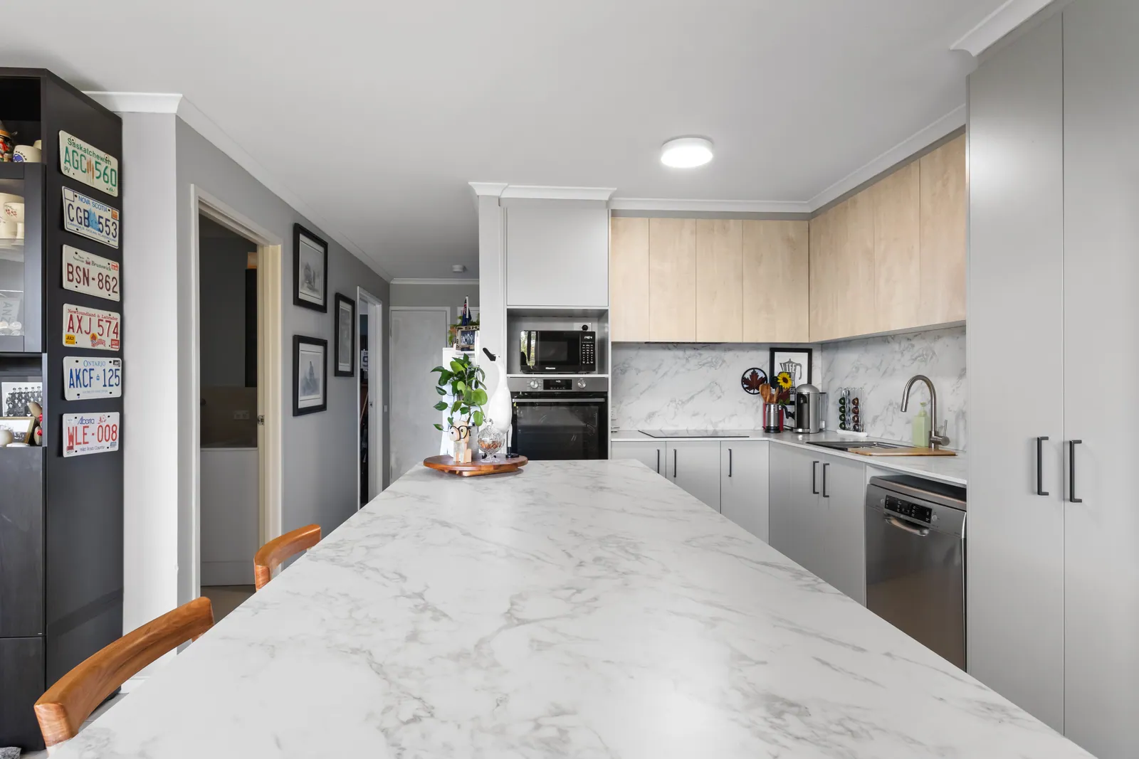 Bruce kitchen bench and cabinetry from the dining end