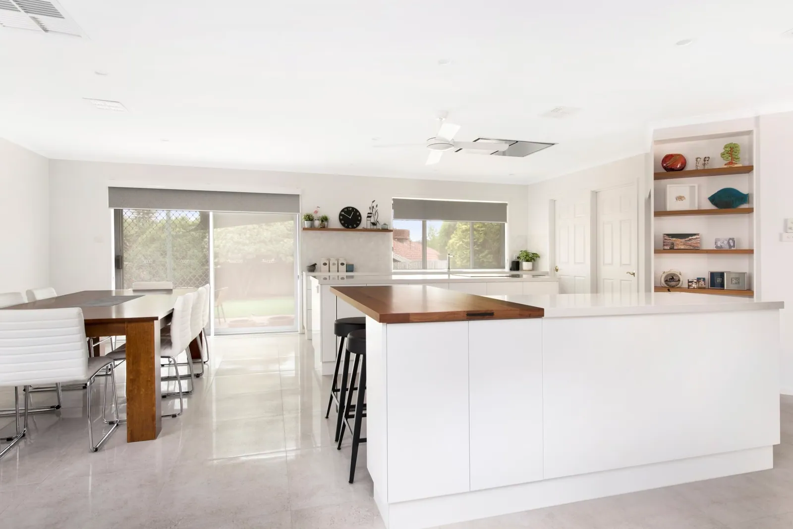 Palmerston kitchen looking across the island to the dining space